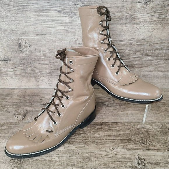 Justin Boots Shoes Justin Diamond J Lt Brown Leather Kiltie Roper